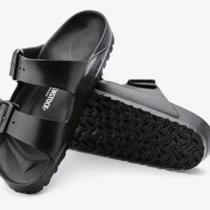 black rubber birkenstocks sandal